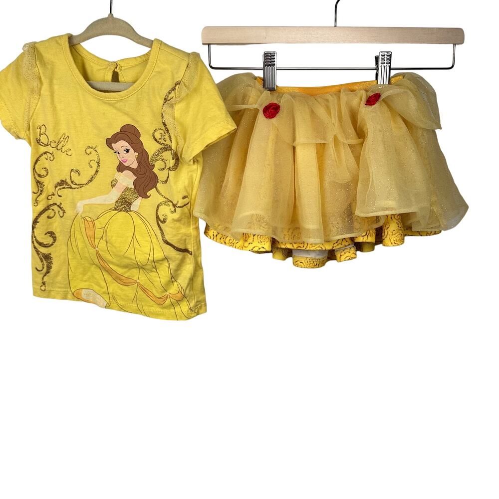 Disney Belle Beauty and the Beast Tutu Set 3T Yellow Skort and Top